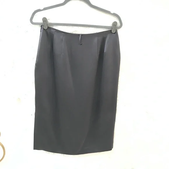 WORTH {6} Skirt Silk Charcoal Pewter Grey Gray - Picture 5 of 6